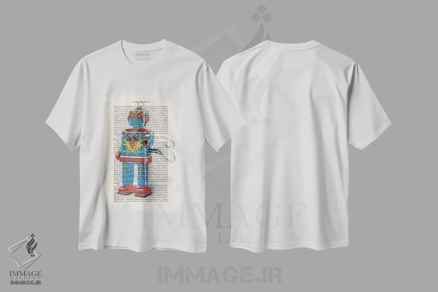 تیشرت سفید طرح دار ربات ۱ اثر کوکو د پاریس | فروشگاه ایماژ