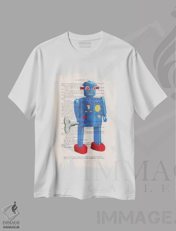 تیشرت سفید طرح دار ربات ۲، تزئینی اثر کوکو د پاریس | immage.ir