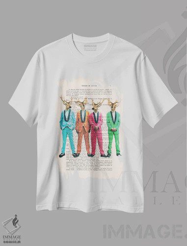 تیشرت سفید طرح دار گوزن راک اند رول اثر کوکو د پاریس | فروشگاه ایماژ