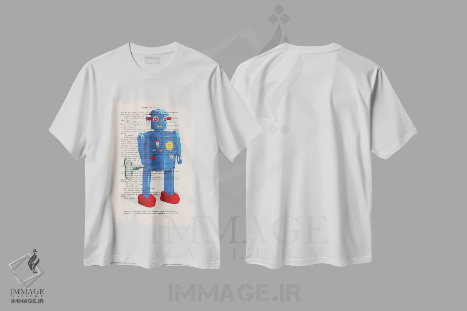 تیشرت سفید طرح دار ربات ۲، تزئینی اثر کوکو د پاریس | immage.ir