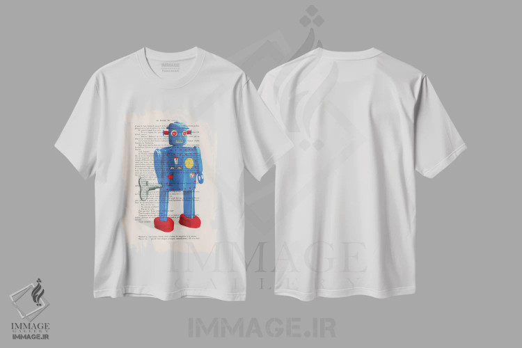 تیشرت سفید طرح دار ربات ۲، تزئینی اثر کوکو د پاریس | immage.ir