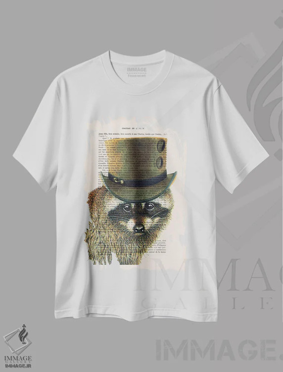 تیشرت سفید طرح دار راکون به سبک استیم پانک، دکوراسیون جایگزین اثر کوکو د پاریس | immage.ir