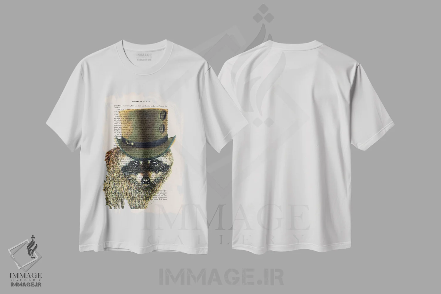 تیشرت سفید طرح دار راکون به سبک استیم پانک، دکوراسیون جایگزین اثر کوکو د پاریس | immage.ir