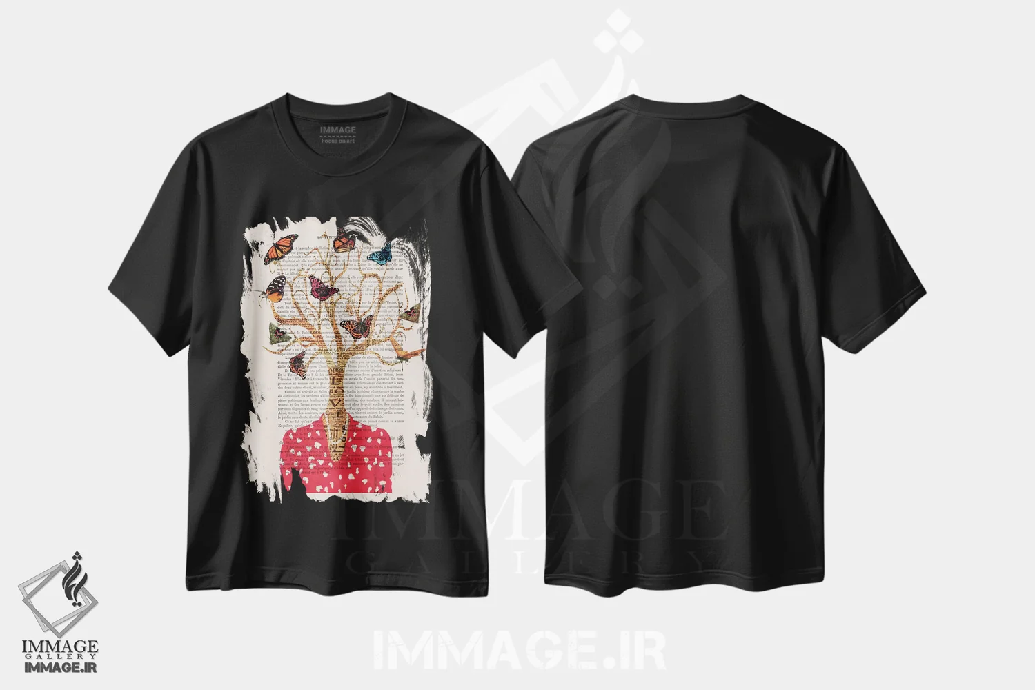 تیشرت مشکی طرح دار بانوی درختی، تزئینی اثر کوکو د پاریس | فروشگاه ایماژ