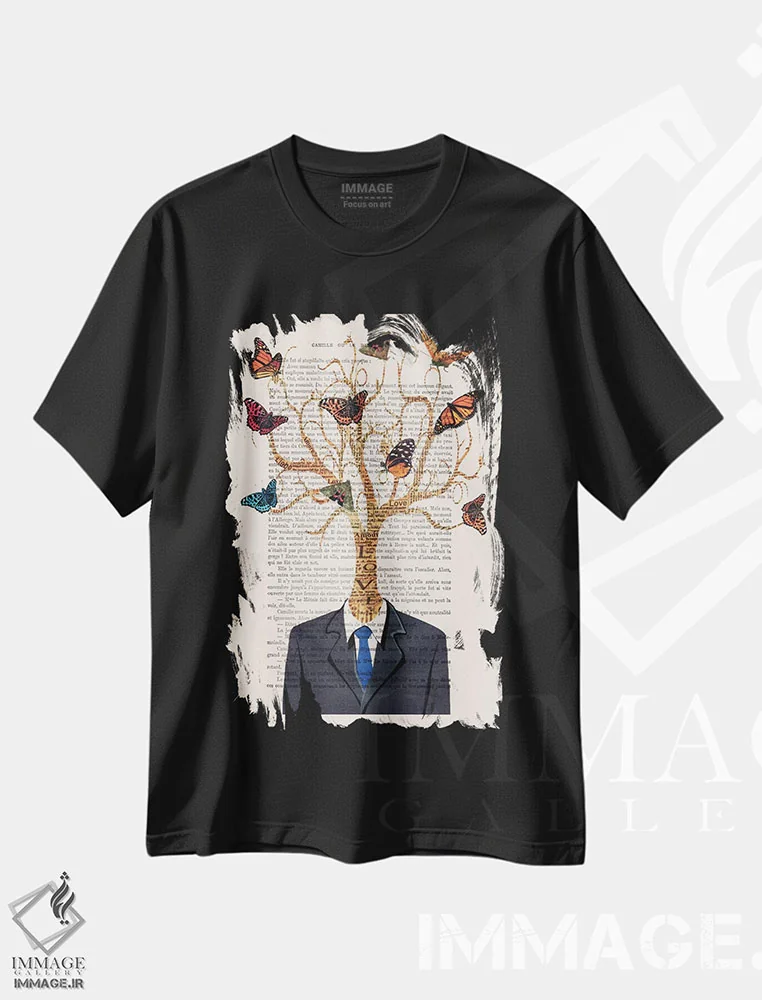 تیشرت مشکی طرح دار مرد درختی، تزئینی اثر کوکو د پاریس | immage.ir
