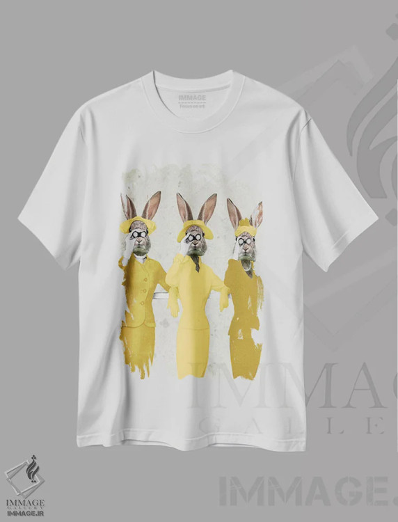 تیشرت سفید طرح دار خرگوش های قدیمی اثر کوکو د پاریس | immage.ir