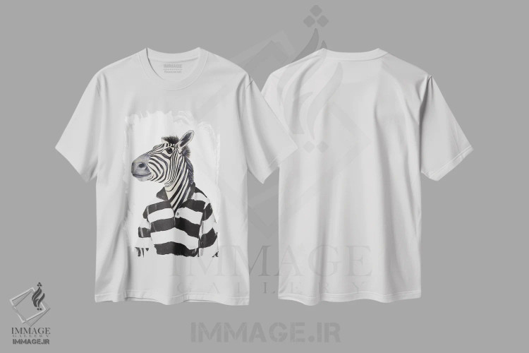 تیشرت سفید طرح دار گورخر با پیراهن راه راه اثر کوکو د پاریس | immage.ir