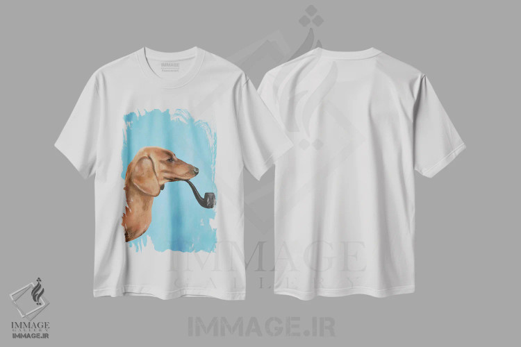 تیشرت سفید طرح دار داشهاند در حال دود کردن پیپ، تزئینی اثر کوکو د پاریس | immage.ir