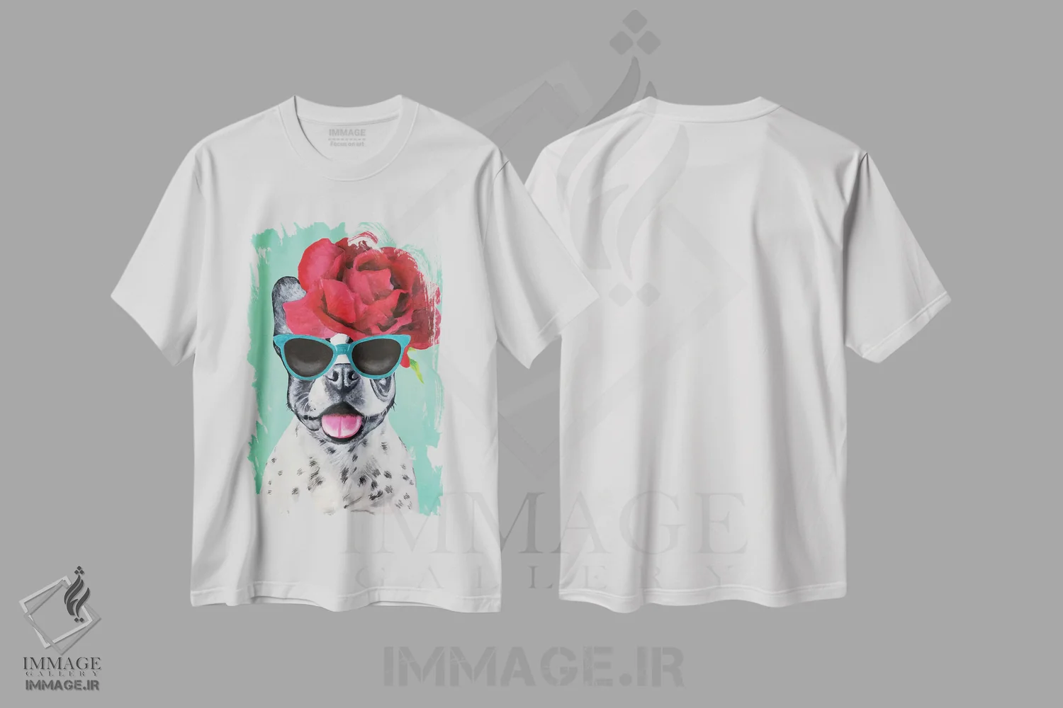تیشرت سفید طرح دار بولداگ شیک پوش فیروزه ای اثر کوکو د پاریس | immage.ir