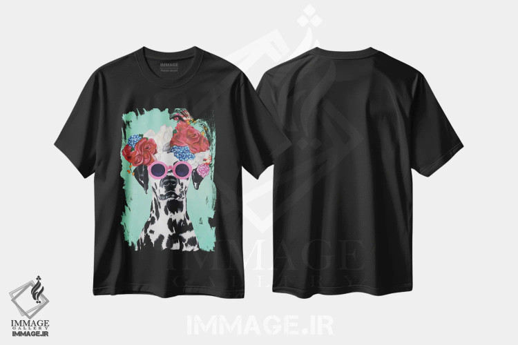 تیشرت مشکی طرح دار دالماتین شیک پوش فیروزه ای اثر کوکو د پاریس | فروشگاه ایماژ