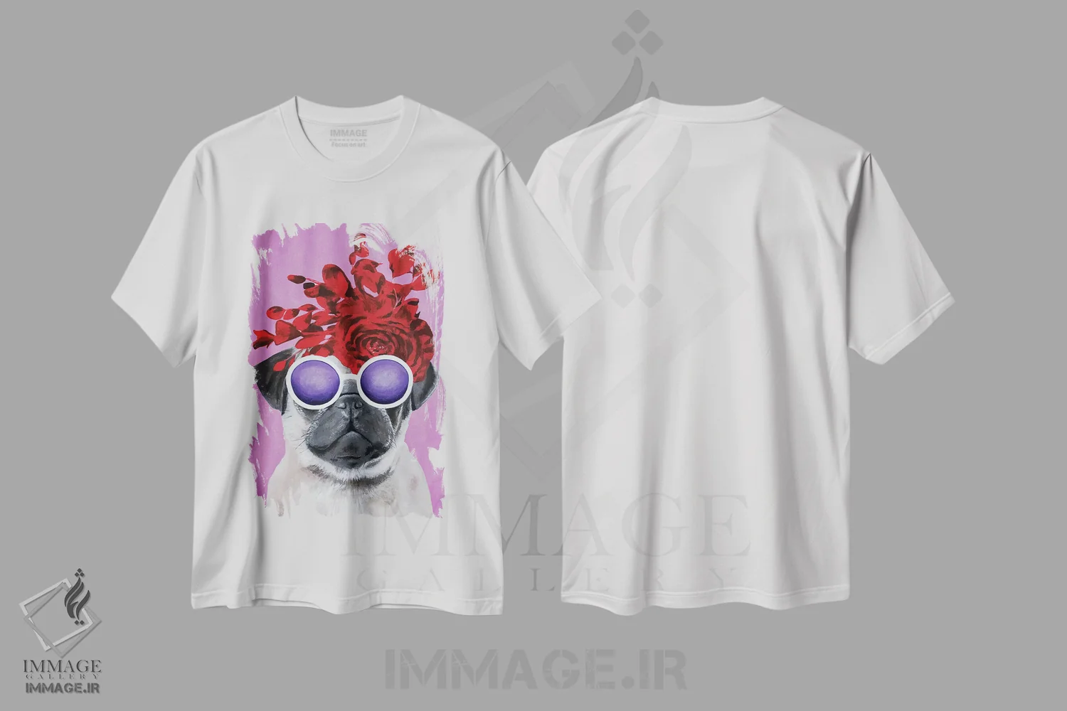 تیشرت سفید طرح دار پاگ شیک پوش صورتی اثر کوکو د پاریس | immage.ir