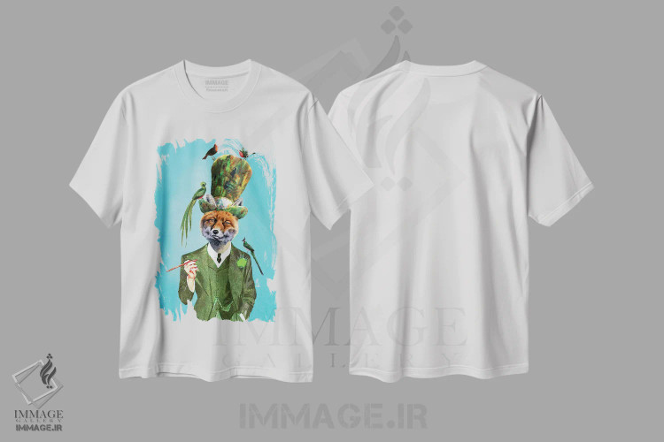 تیشرت سفید طرح دار روباه با کلاه و پرندگان اثر کوکو د پاریس | فروشگاه ایماژ
