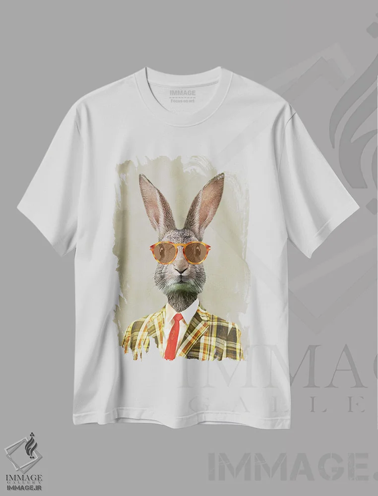 تیشرت سفید طرح دار خرگوش مرد قدیمی ۱ اثر کوکو د پاریس | فروشگاه ایماژ