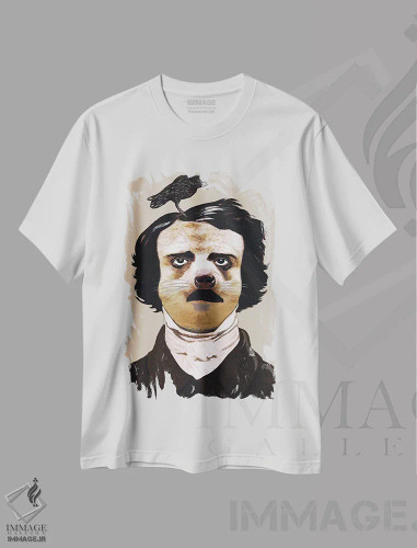 تیشرت سفید طرح دار ادگار آلن پو، تزئینی اثر کوکو د پاریس | فروشگاه ایماژ