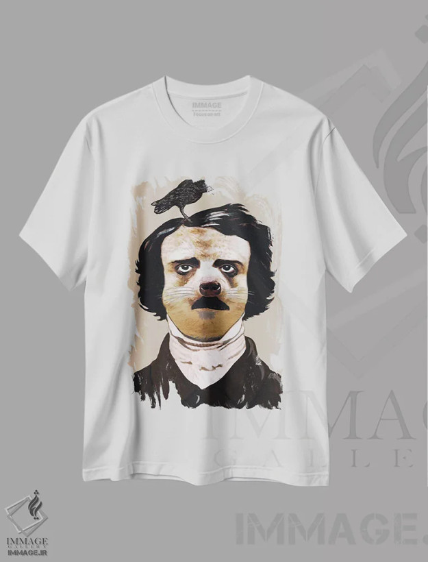 تیشرت سفید طرح دار ادگار آلن پو، تزئینی اثر کوکو د پاریس | فروشگاه ایماژ
