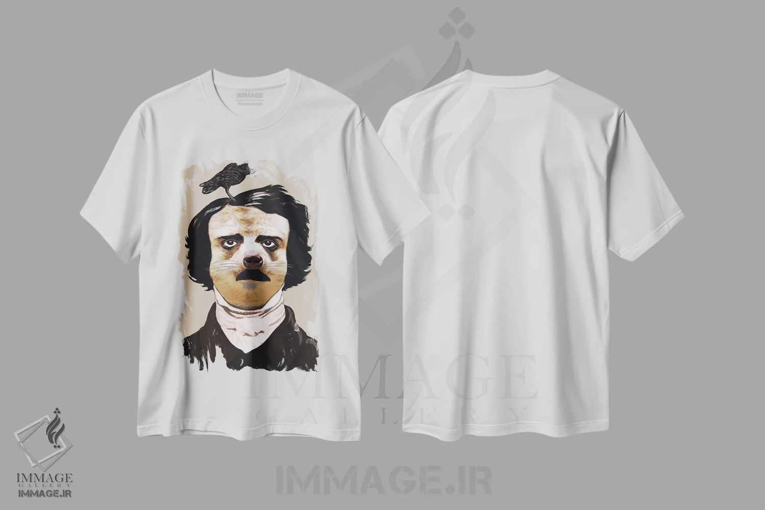 تیشرت سفید طرح دار ادگار آلن پو، تزئینی اثر کوکو د پاریس | فروشگاه ایماژ
