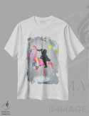 تیشرت سفید طرح دار فلامینگو با شترمرغ، تزئینی اثر کوکو د پاریس | immage.ir