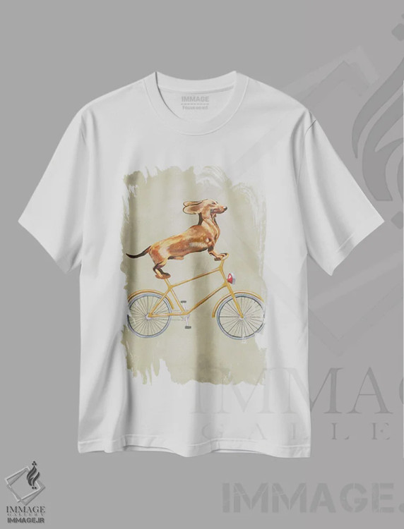 تیشرت سفید طرح دار داشهاند روی دوچرخه ۱ اثر کوکو د پاریس | فروشگاه ایماژ