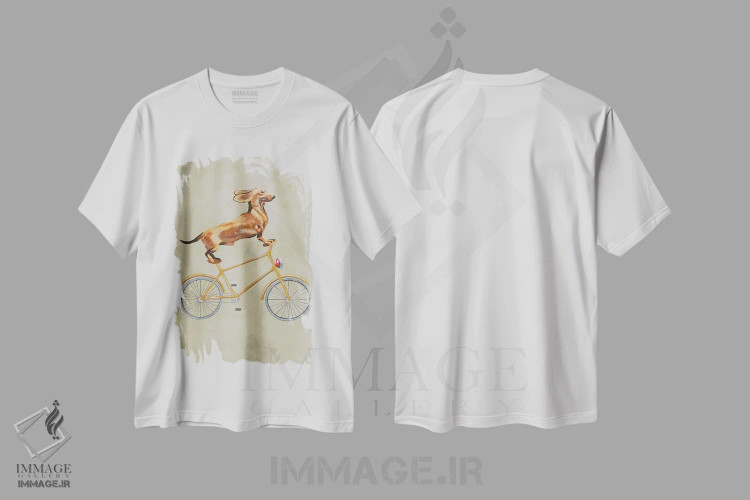 تیشرت سفید طرح دار داشهاند روی دوچرخه ۱ اثر کوکو د پاریس | فروشگاه ایماژ