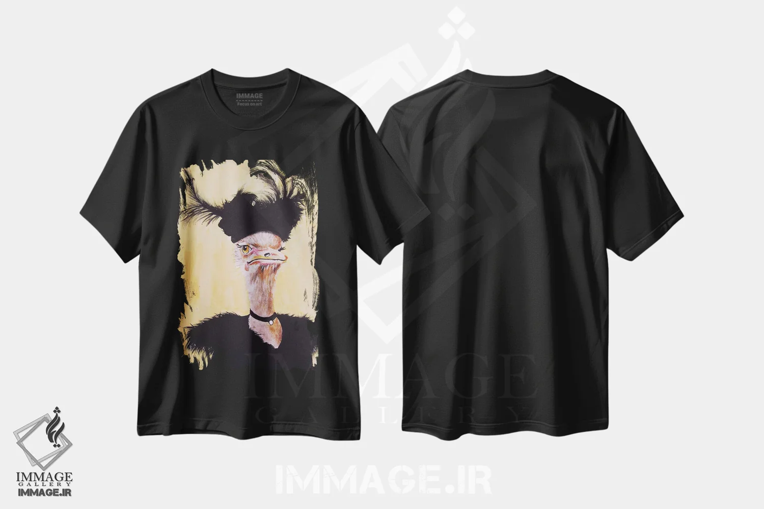 تیشرت مشکی طرح دار شترمرغ جت ست، تزئینی اثر کوکو د پاریس | immage.ir