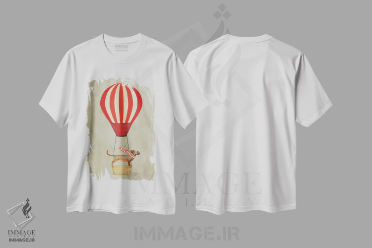تیشرت سفید طرح دار داکشوند با بالن هوایی اثر کوکو د پاریس | فروشگاه ایماژ