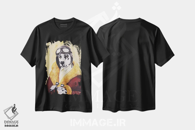 تیشرت مشکی طرح دار دالماتین هوانورد اثر کوکو د پاریس | immage.ir