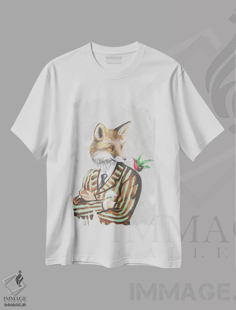 تیشرت سفید طرح دار روباه با لباس شیک اثر کوکو د پاریس | immage.ir