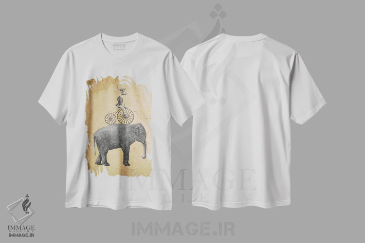 تیشرت سفید طرح دار فیل با گوزن، تزئینی اثر کوکو د پاریس | immage.ir
