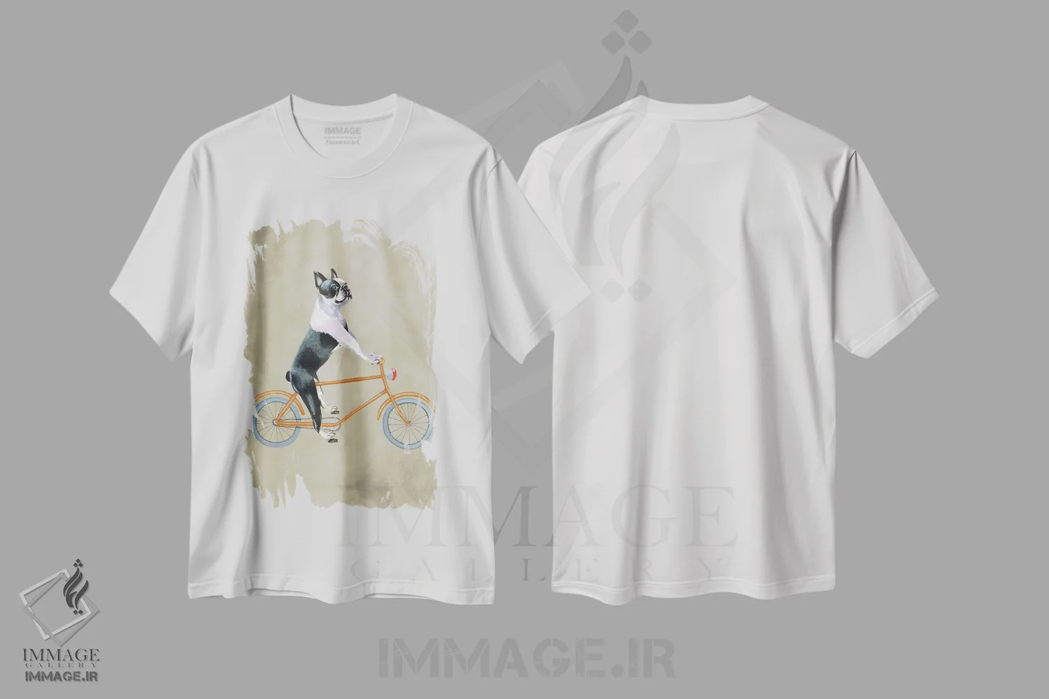 تیشرت سفید طرح دار بوستون تریر روی دوچرخه اثر کوکو د پاریس | فروشگاه ایماژ