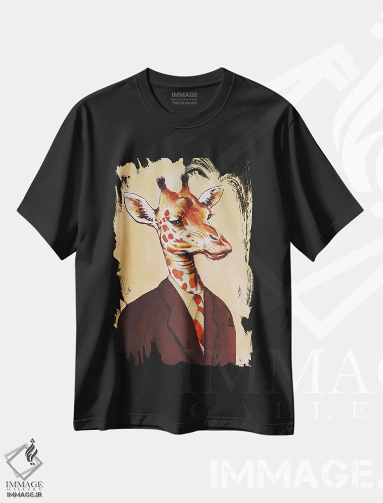 تیشرت مشکی طرح دار زرافه جنتلمن اثر کوکو د پاریس | فروشگاه ایماژ