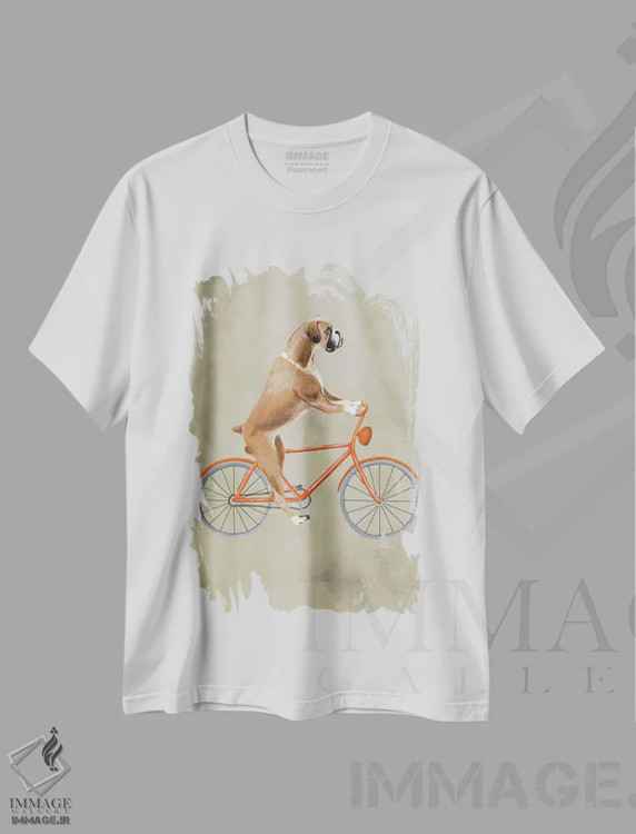 تیشرت سفید طرح دار باکسر روی دوچرخه اثر کوکو د پاریس | immage.ir