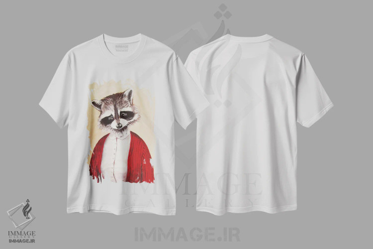 تیشرت سفید طرح دار راکون بانو اثر کوکو د پاریس | فروشگاه ایماژ