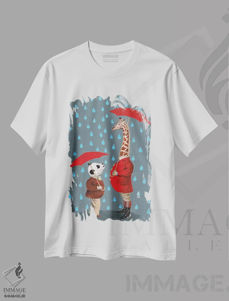 تیشرت سفید طرح دار پاندا و زرافه اثر کوکو د پاریس | immage.ir