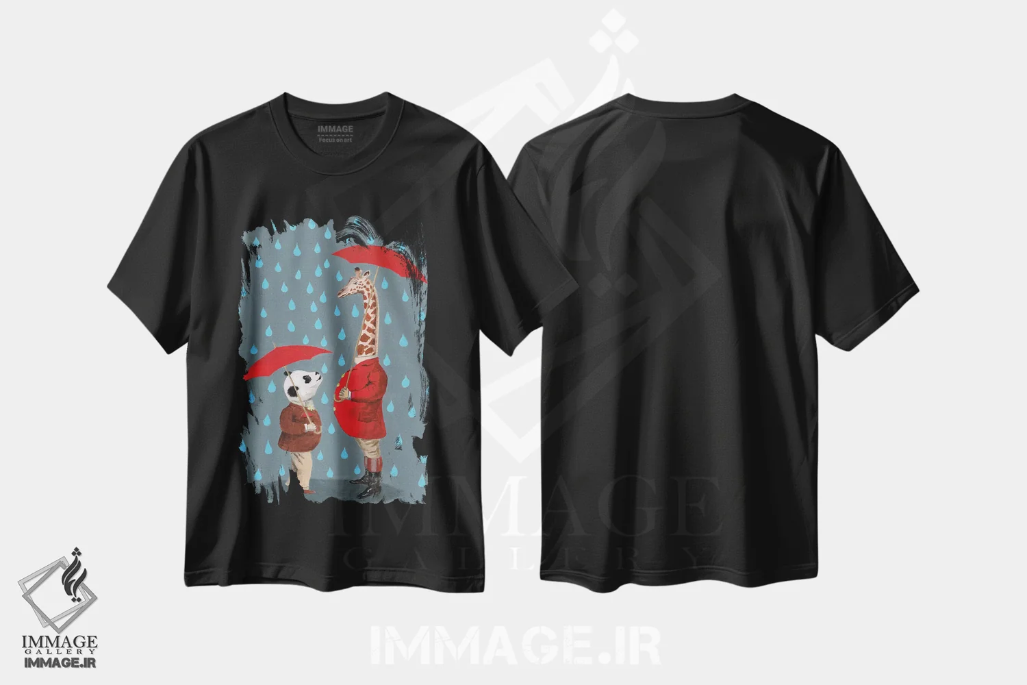 تیشرت مشکی طرح دار پاندا و زرافه اثر کوکو د پاریس | فروشگاه ایماژ