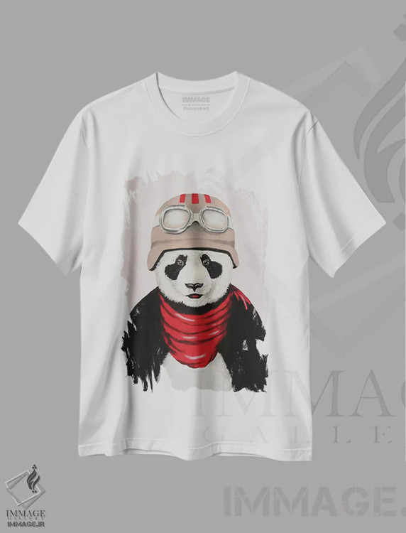 تیشرت سفید طرح دار پاندای خلبان اثر کوکو د پاریس | فروشگاه ایماژ