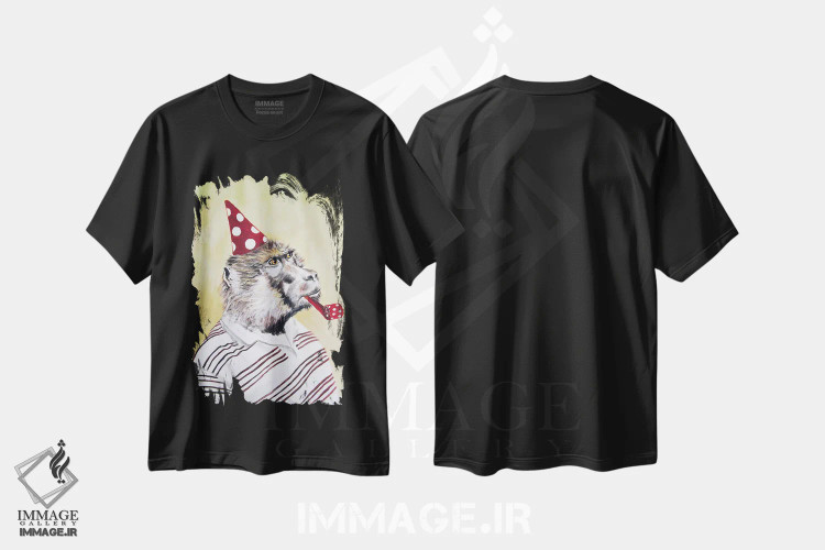 تیشرت مشکی طرح دار گوریل پارتی، تزئینی اثر کوکو د پاریس | فروشگاه ایماژ