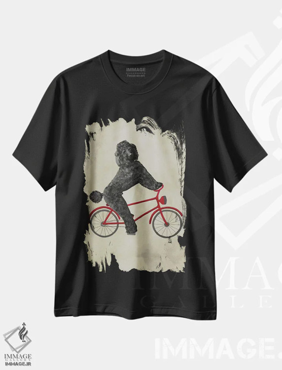 تیشرت مشکی طرح دار پودل روی دوچرخه اثر کوکو د پاریس | immage.ir