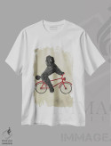 تیشرت سفید طرح دار پودل روی دوچرخه اثر کوکو د پاریس | فروشگاه ایماژ