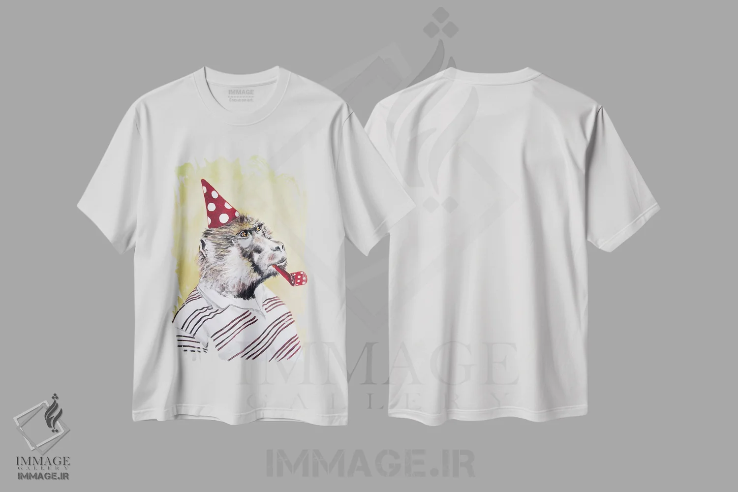تیشرت سفید طرح دار گوریل پارتی، تزئینی اثر کوکو د پاریس | immage.ir