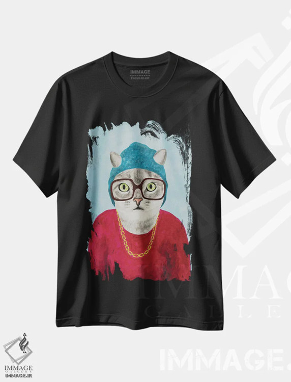 تیشرت مشکی طرح دار گربهٔ رپر اثر کوکو د پاریس | immage.ir