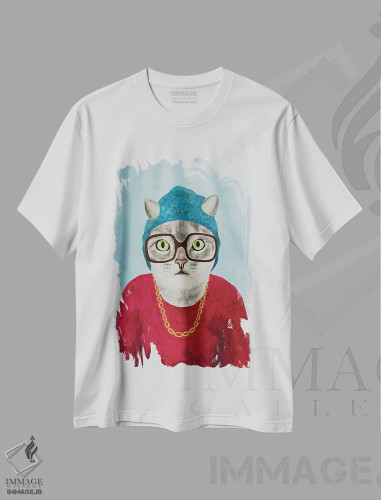 تیشرت سفید طرح دار گربهٔ رپر اثر کوکو د پاریس | فروشگاه ایماژ