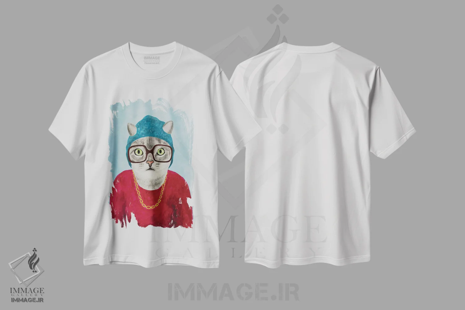 تیشرت سفید طرح دار گربهٔ رپر اثر کوکو د پاریس | فروشگاه ایماژ