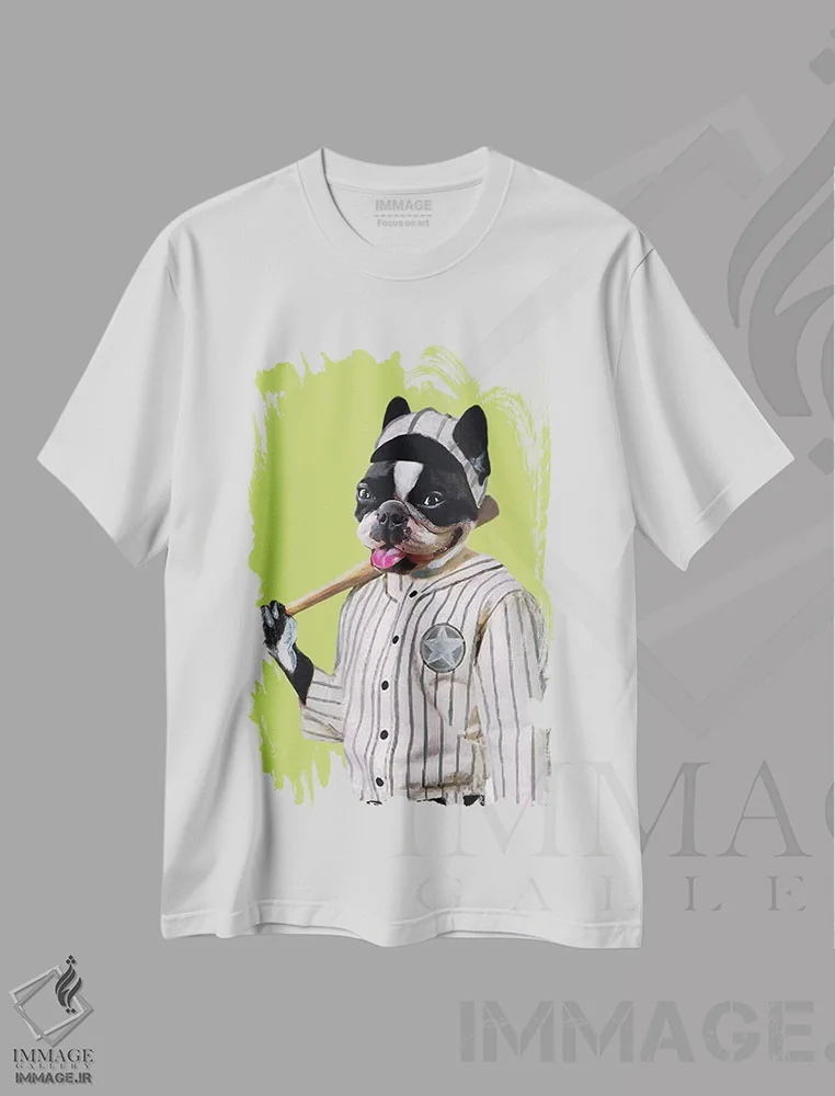 تیشرت سفید طرح دار بولداگ بازیکن بیسبال اثر کوکو د پاریس | immage.ir