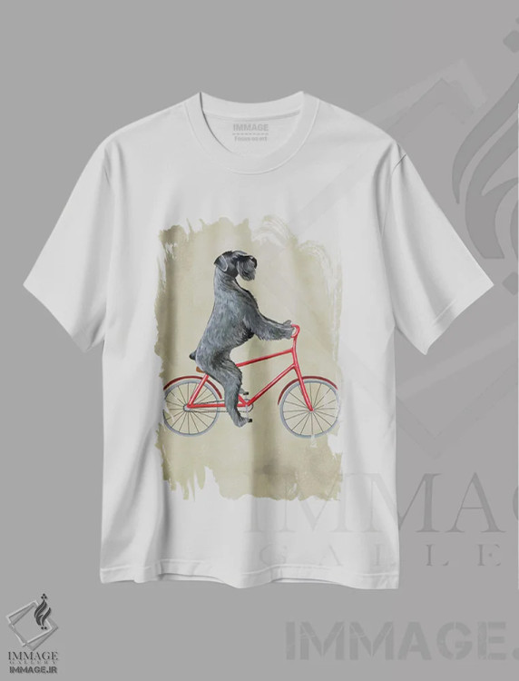تیشرت سفید طرح دار شنوزر روی دوچرخه اثر کوکو د پاریس | فروشگاه ایماژ