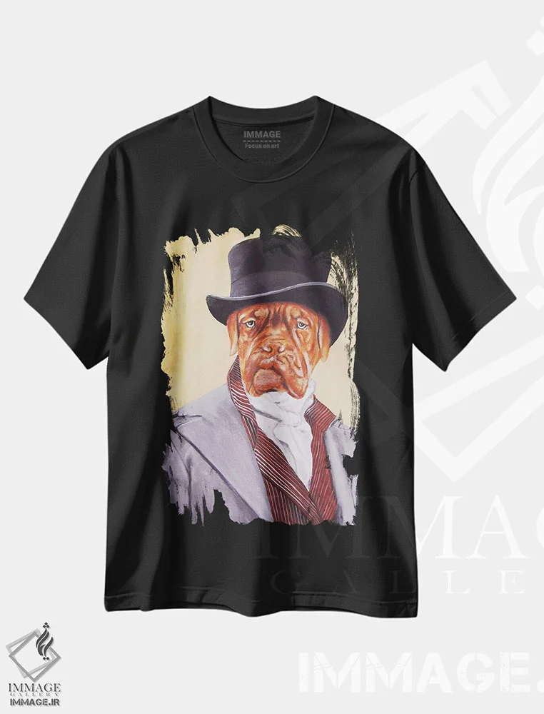 تیشرت مشکی طرح دار سر داگ دو بوردو، تزئینی اثر کوکو د پاریس | immage.ir