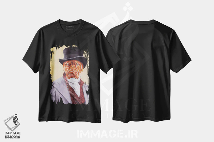 تیشرت مشکی طرح دار سر داگ دو بوردو، تزئینی اثر کوکو د پاریس | immage.ir
