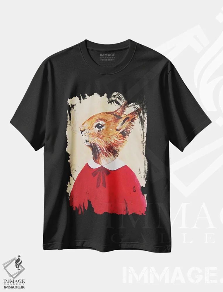 تیشرت مشکی طرح دار دختر سنجاب اثر کوکو د پاریس | فروشگاه ایماژ