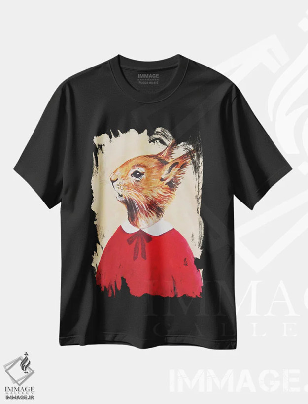 تیشرت مشکی طرح دار دختر سنجاب اثر کوکو د پاریس | فروشگاه ایماژ