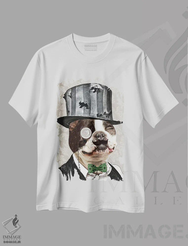 تیشرت سفید طرح دار بولداگ استیم پانک، دکوراسیون جایگزین اثر کوکو د پاریس | فروشگاه ایماژ
