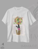 تیشرت سفید طرح دار بولداگ در بالون گل دار، تزئینی اثر کوکو د پاریس | immage.ir